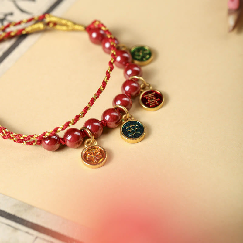 Nimara Ritual Cinnabar Peace And Joy Red String Adjustable Blessing Braided Bracelet