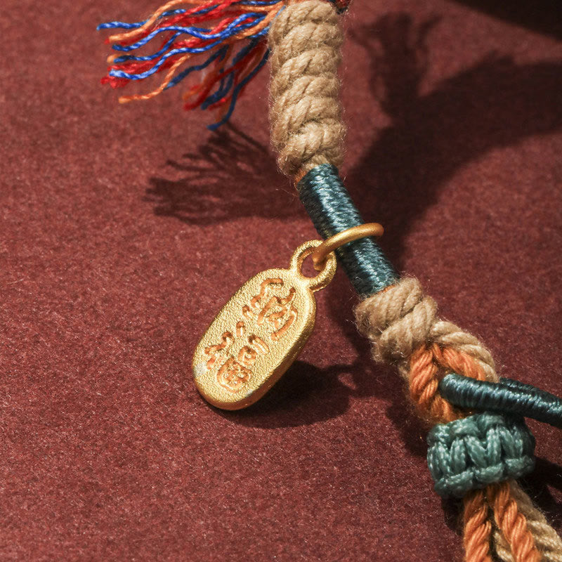 Nimara Ritual Tibetan Hand-woven Colored Rope Adjustable Tassels Nafu Luck Bracelet