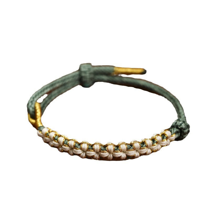 Nimara Ritual Tibetan Gold Thread Colorful Peach Blossom Knot Connection Braided Bracelet