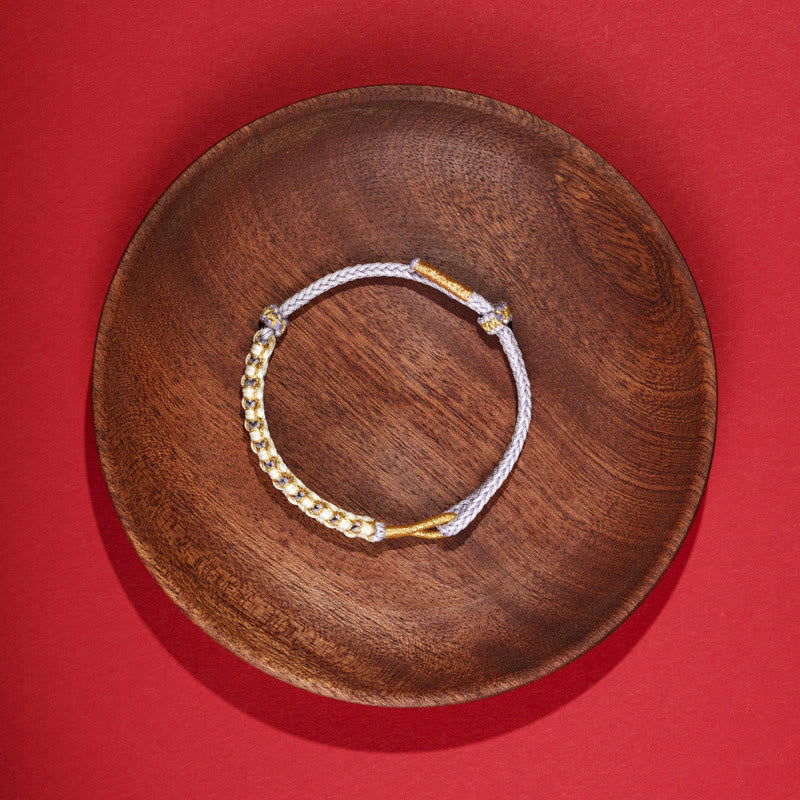 Nimara Ritual Tibetan Gold Thread Colorful Peach Blossom Knot Connection Braided Bracelet