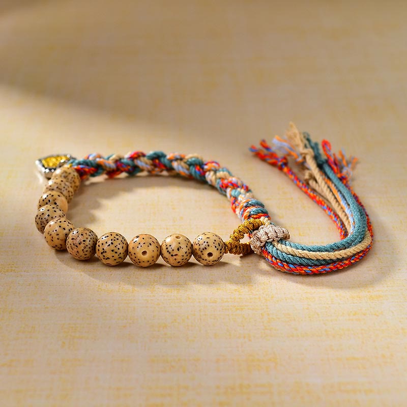 Nimara Ritual Tibetan Colored Rope Bodhi Seed Zakiram Goddess Of Wealth Adjustable Protection Bracelet