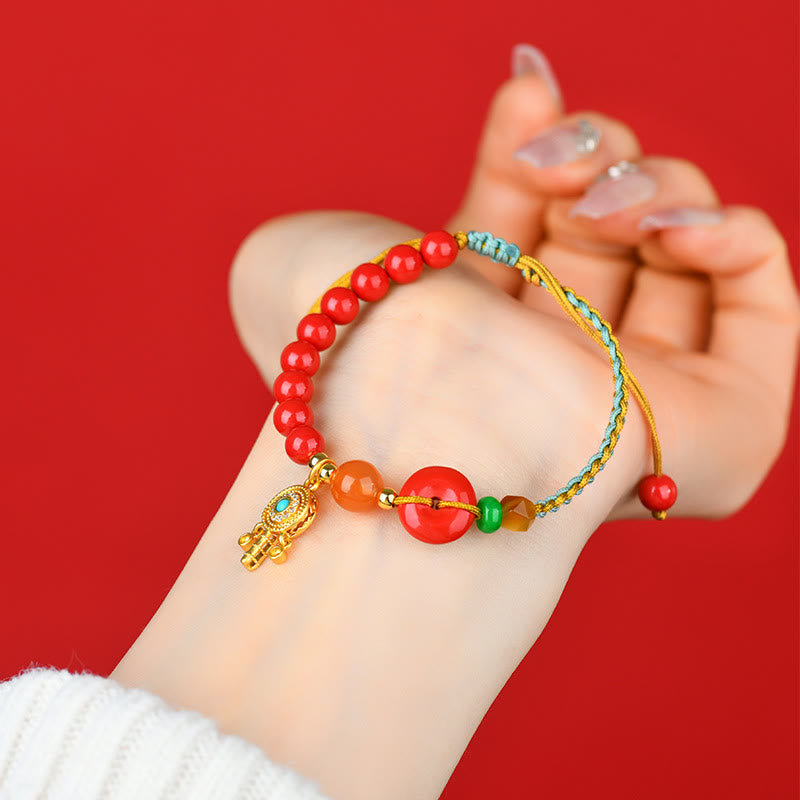 Nimara Ritual Cinnabar String Peace Buckle Blessing Bracelet