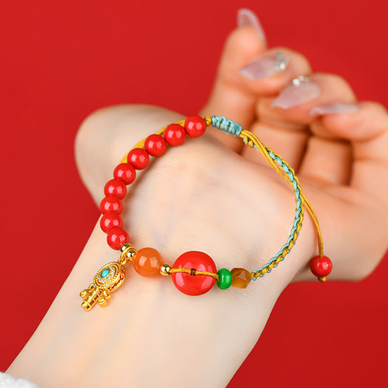 Nimara Ritual Cinnabar String Peace Buckle Blessing Bracelet