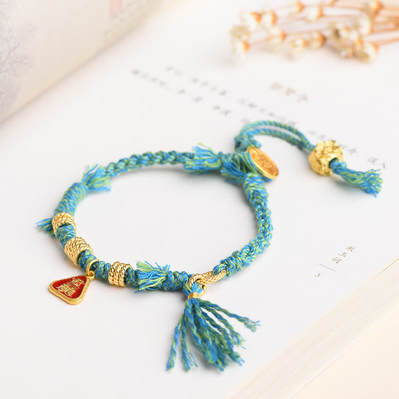 Nimara Ritual Tibetan String Zakiram Goddess Of Wealth Flower Tassel Protection Bracelet