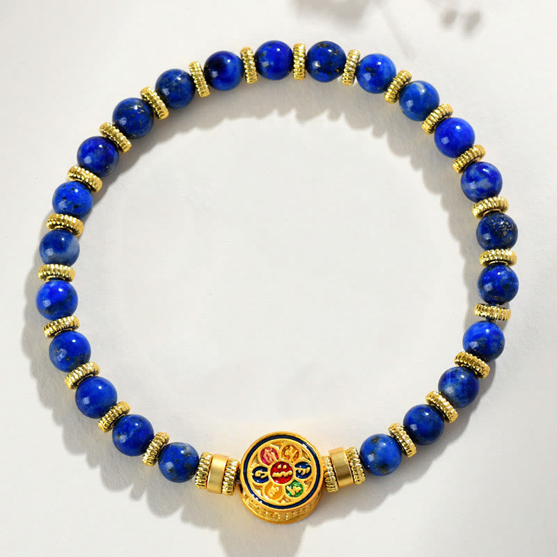 Nimara Ritual Natural Lazurite Om Mani Padme Hum Bead Balance Bracelet