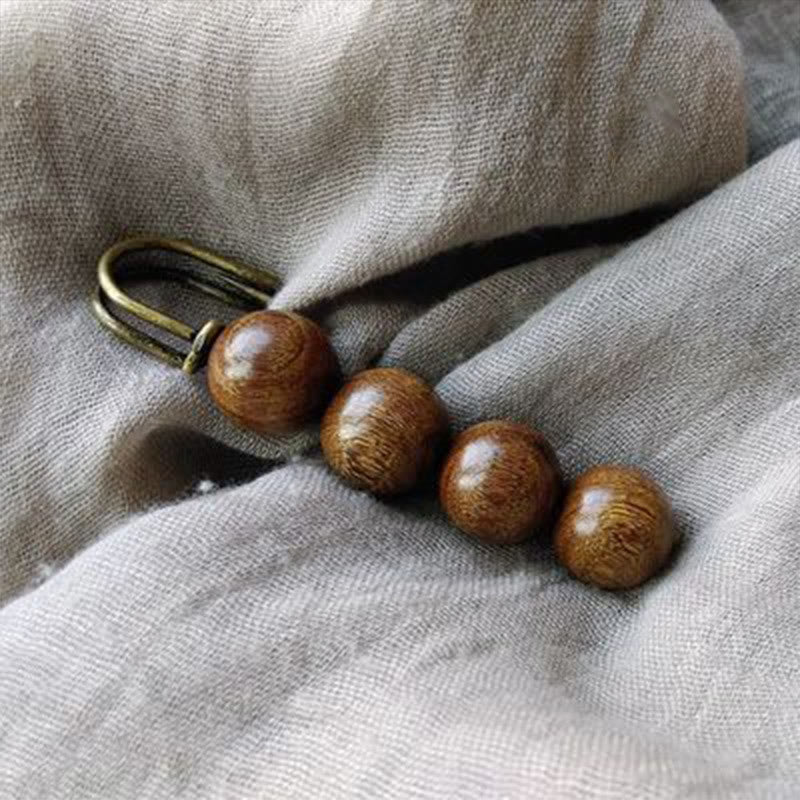Nimara Ritual Vintage Sandalwood Agathis Alba Ebony Wood Peltogyne Beads Healing Brooch