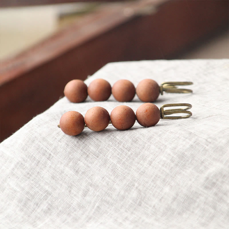 Nimara Ritual Vintage Sandalwood Agathis Alba Ebony Wood Peltogyne Beads Healing Brooch