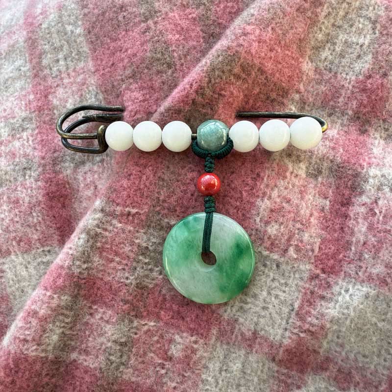 Nimara Ritual Bodhi Seed Jade Peace Buckle Luck Brooch