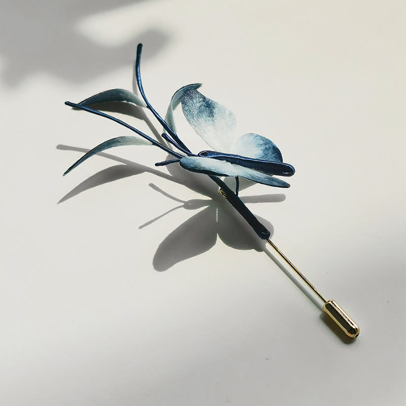 Nimara Ritual Handmade Velvet Flower Mulberry Silk Butterfly Brooch Hairpin