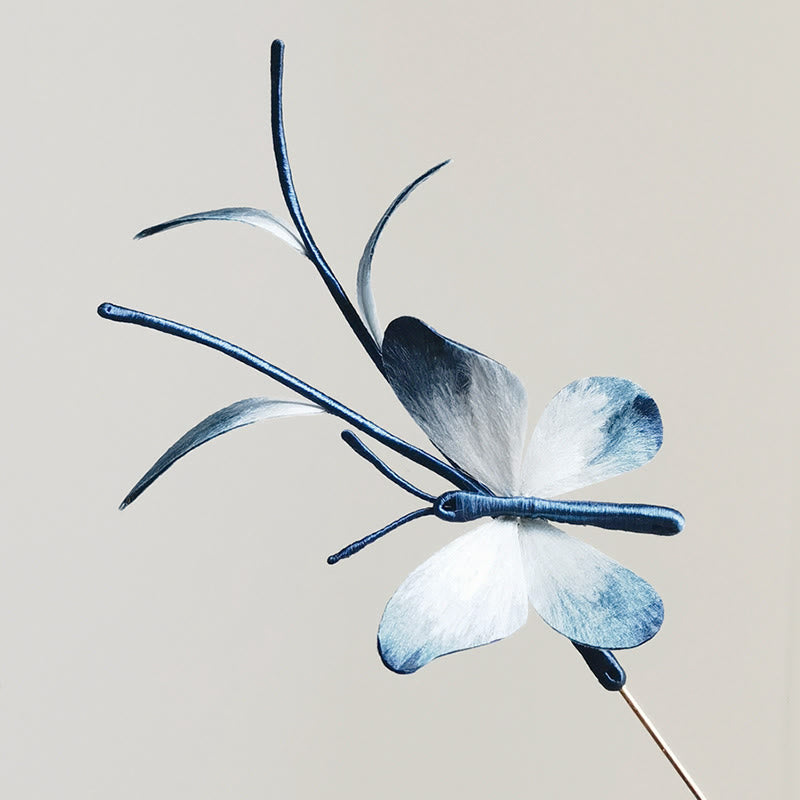 Nimara Ritual Handmade Velvet Flower Mulberry Silk Butterfly Brooch Hairpin