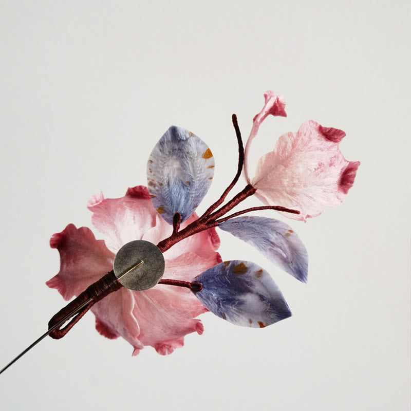 Nimara Ritual Handmade Velvet Flower Mulberry Silk Red Flower Brooch