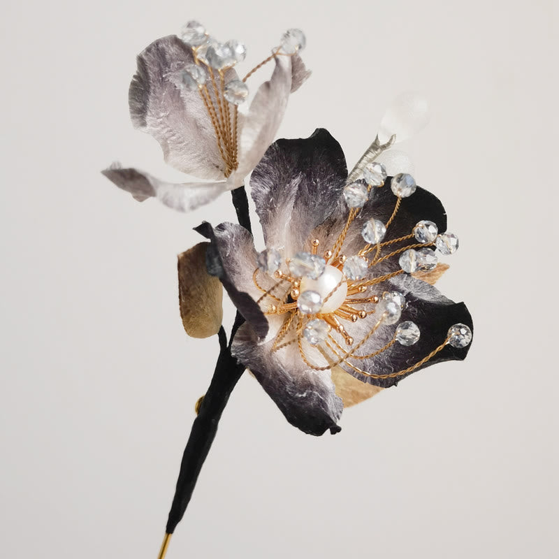 Nimara Ritual Handmade Velvet Flower Mulberry Silk Flowers Leaves Brooch
