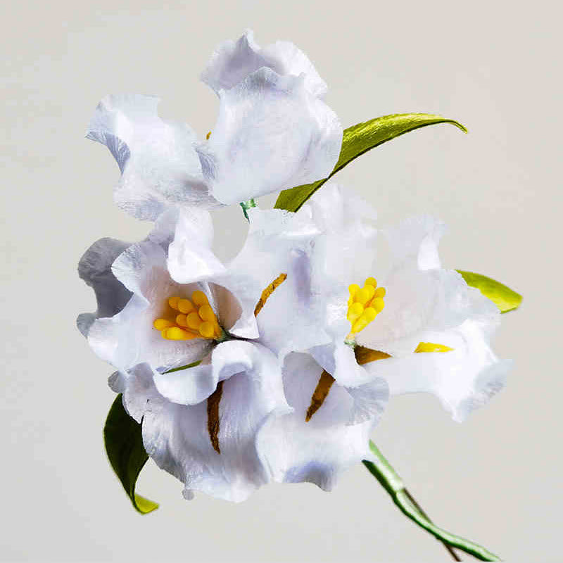 Nimara Ritual Handmade Velvet Flower Mulberry Silk White Iris Flower Brooch