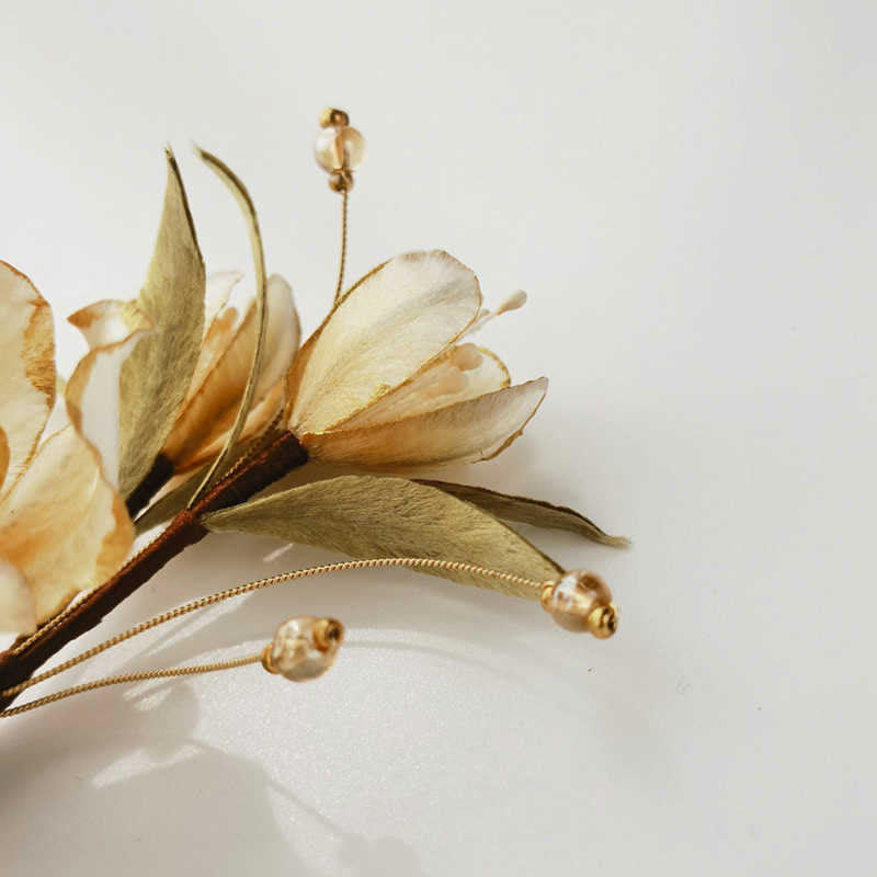 Nimara Ritual Handmade Velvet Flower Mulberry Silk White Camellia Brooch