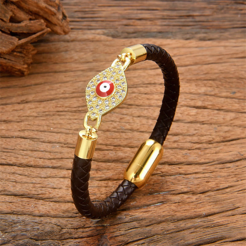 Nimara Ritual Evil Eye Protection Leather Metal Buckle Bracelet