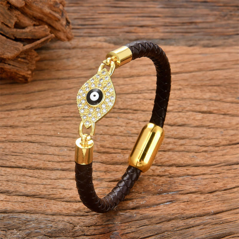 Nimara Ritual Evil Eye Protection Leather Metal Buckle Bracelet