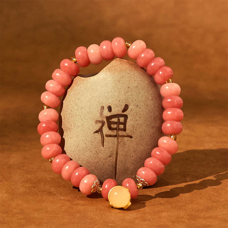 Nimara Ritual Strawberry Quartz Cyan Jade Lucky Cat Beads Healing Bracelet