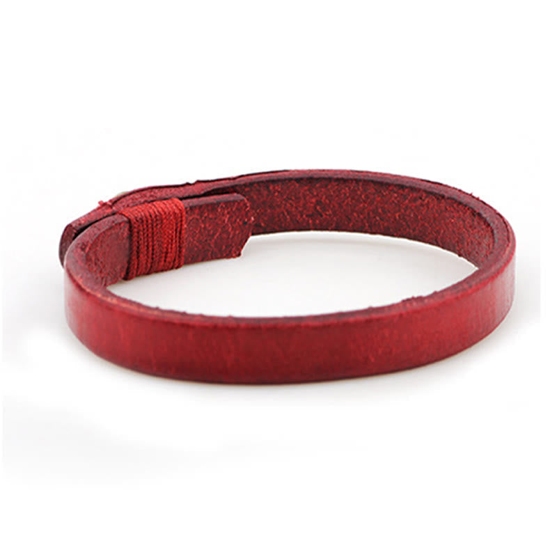 Nimara Ritual Vintage Plain Leather Button Buckle Confidence Bracelet
