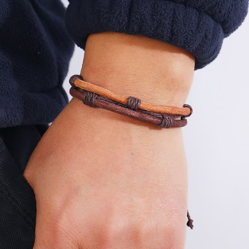 Nimara Ritual Vintage Leather Hand-woven Hemp Rope Strength Bracelet