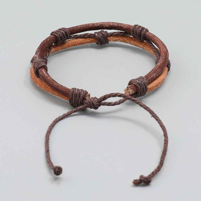 Nimara Ritual Vintage Leather Hand-woven Hemp Rope Strength Bracelet
