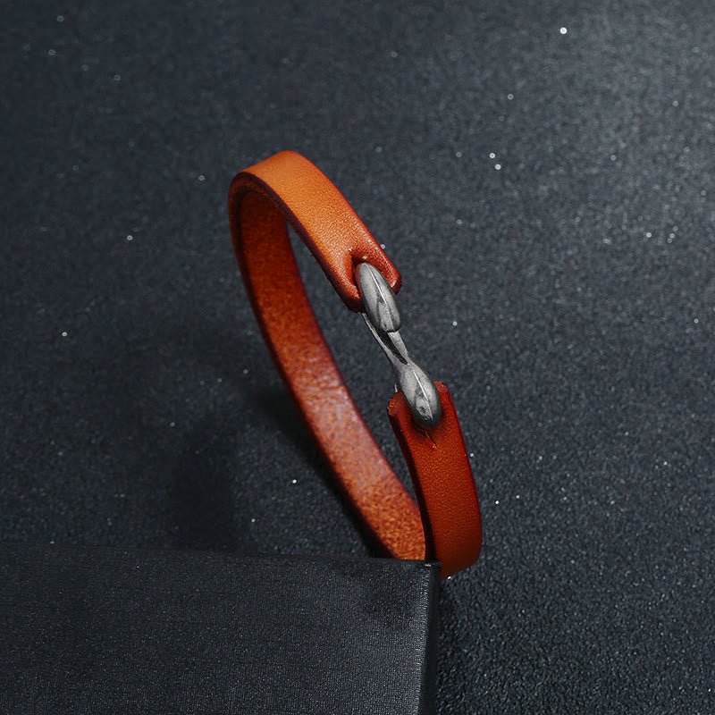 Nimara Ritual Vintage Leather Plain Strength Buckle Bracelet