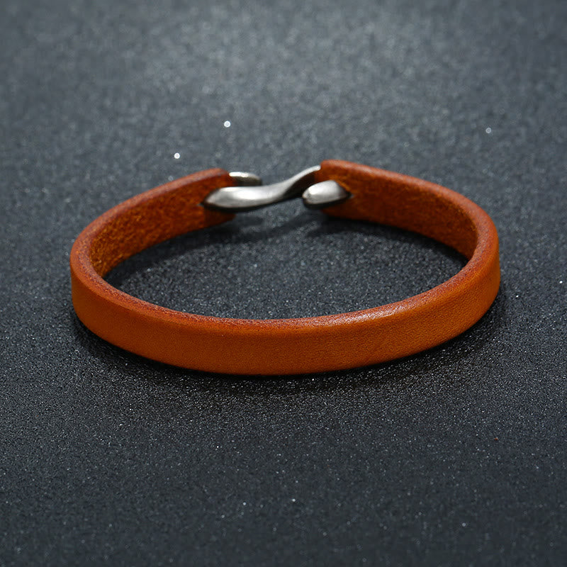 Nimara Ritual Vintage Leather Plain Strength Buckle Bracelet
