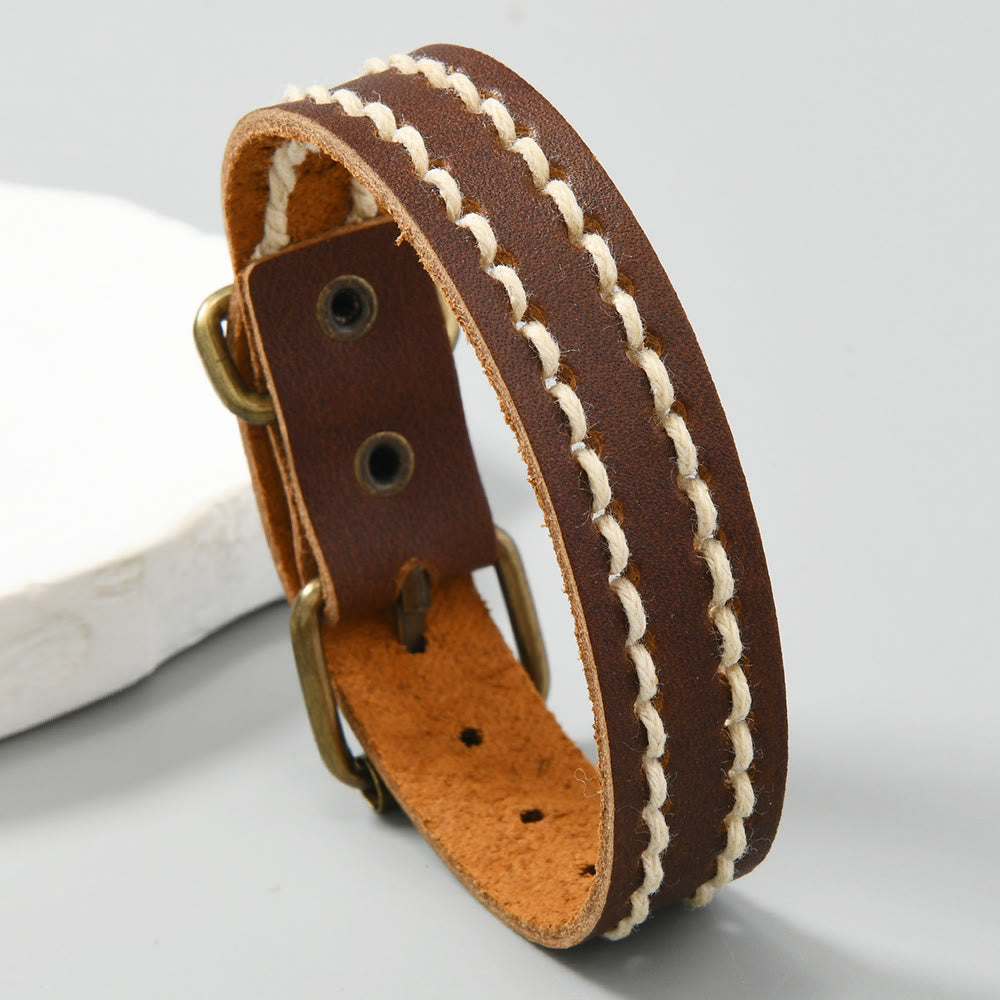 Nimara Ritual Vintage Leather Adjustable Buckle Strengthen Bracelet