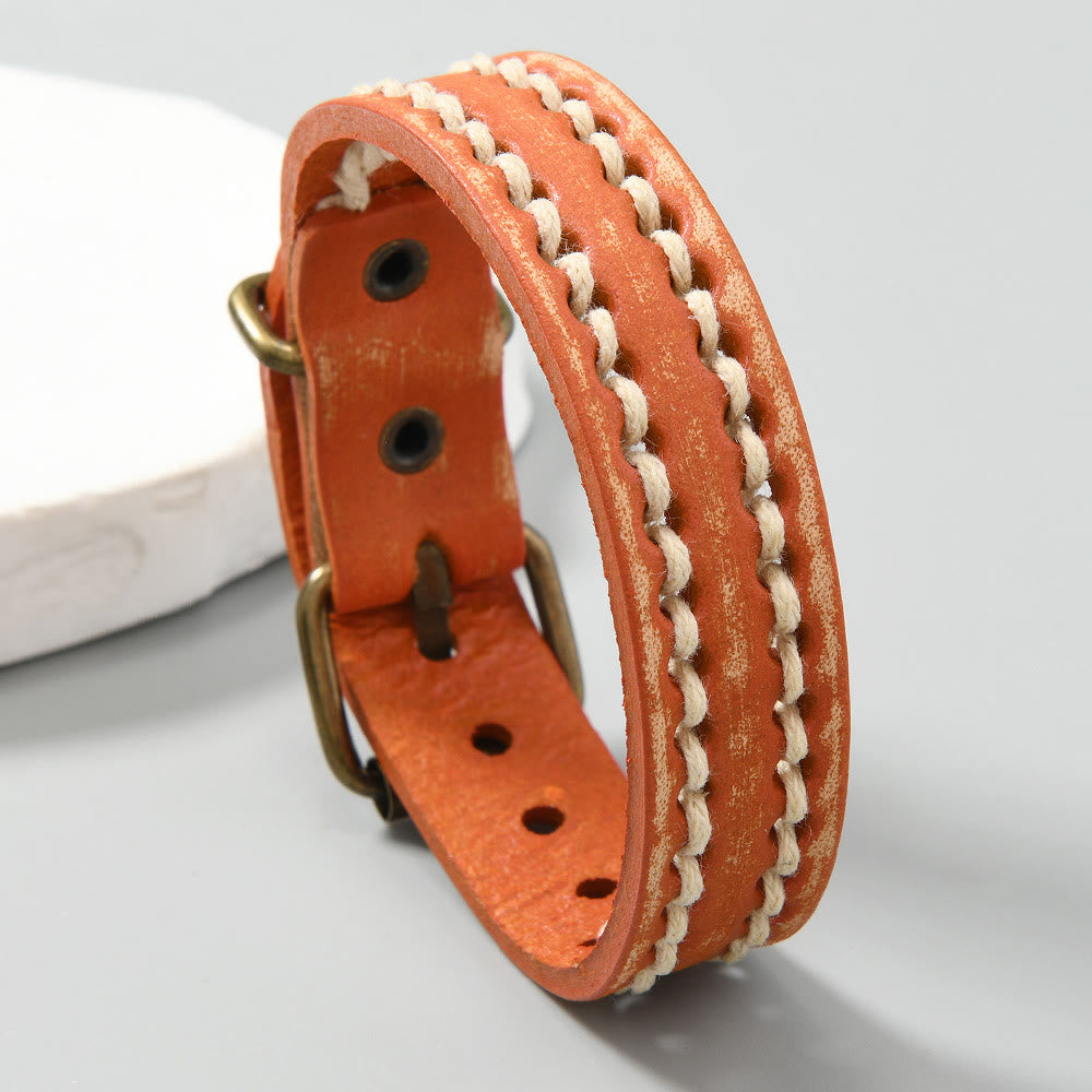 Nimara Ritual Vintage Leather Adjustable Buckle Strengthen Bracelet
