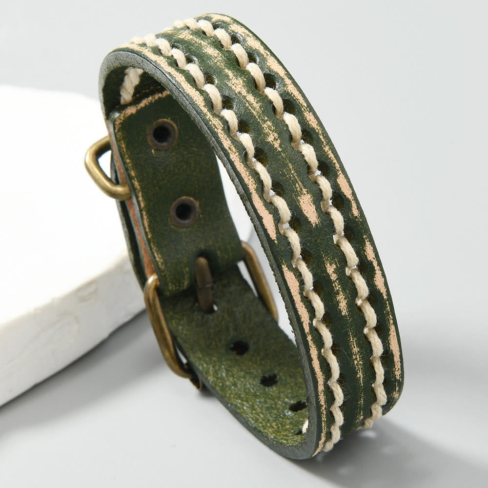 Nimara Ritual Vintage Leather Adjustable Buckle Strengthen Bracelet