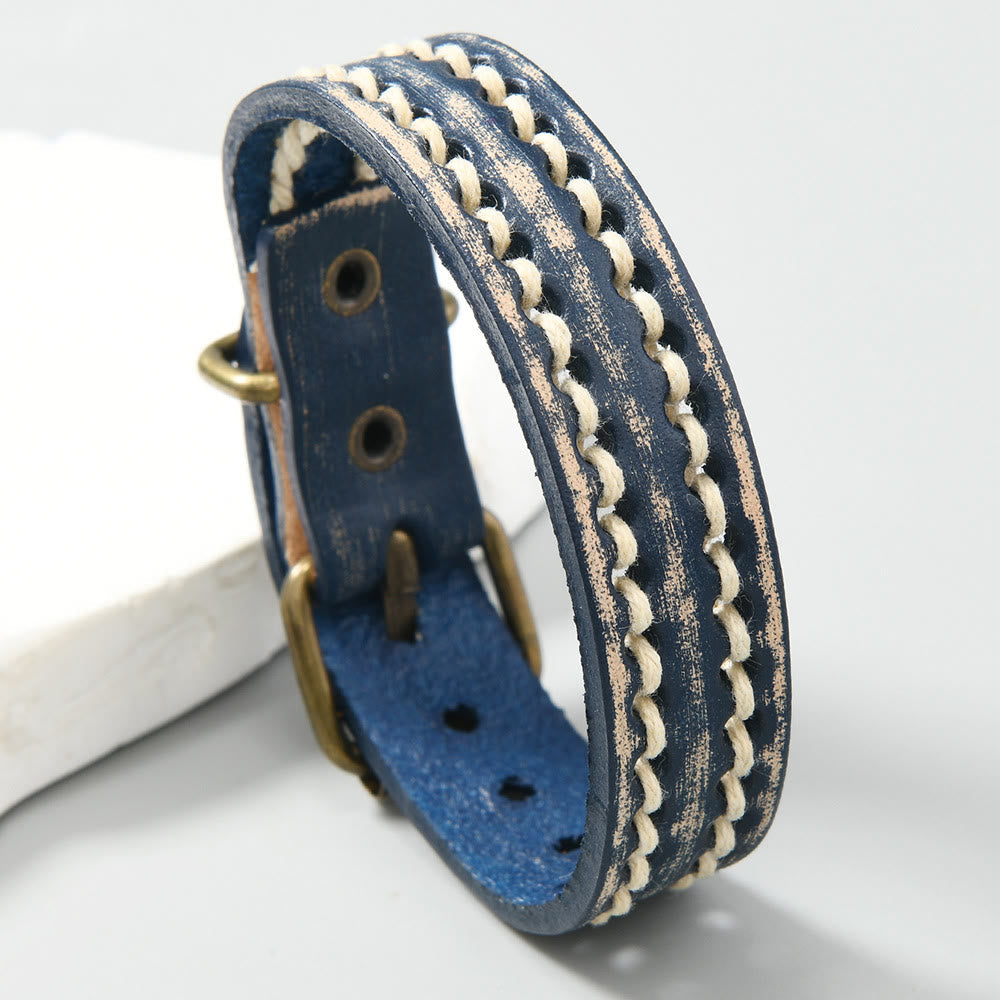 Nimara Ritual Vintage Leather Adjustable Buckle Strengthen Bracelet