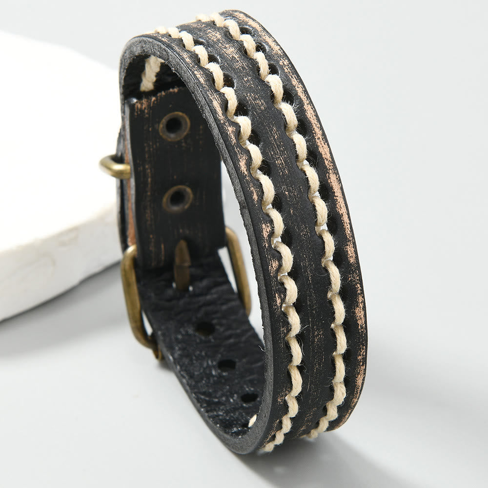Nimara Ritual Vintage Leather Adjustable Buckle Strengthen Bracelet