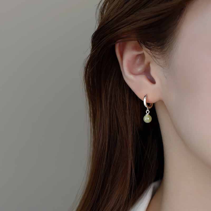 Nimara Ritual Round Jade Bead Prosperity Earrings