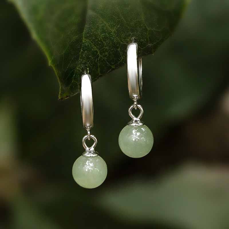 Nimara Ritual Round Jade Bead Prosperity Earrings
