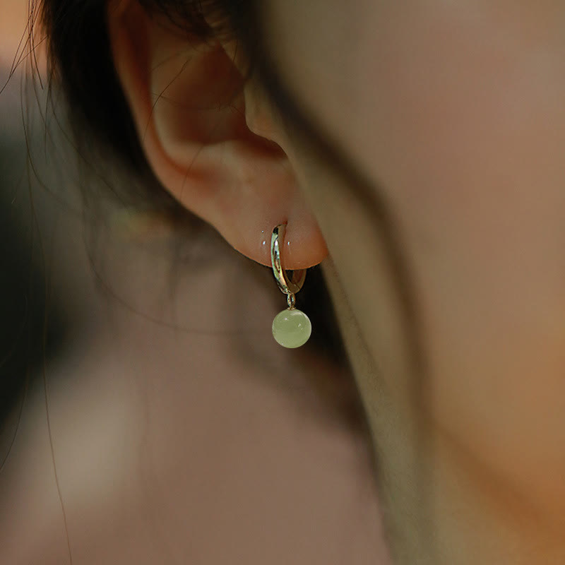 Nimara Ritual Round Jade Bead Prosperity Earrings