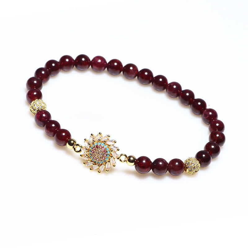 Nimara Ritual Natural Garnet Flower Zircon Bead Protection Bracelet