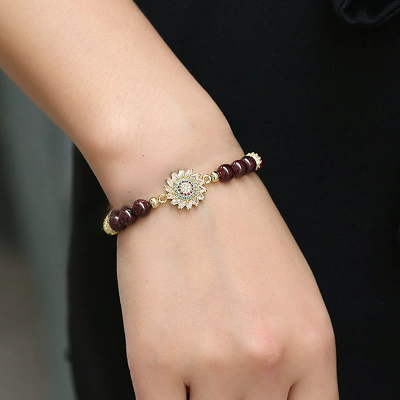 Nimara Ritual Natural Garnet Flower Zircon Bead Protection Bracelet