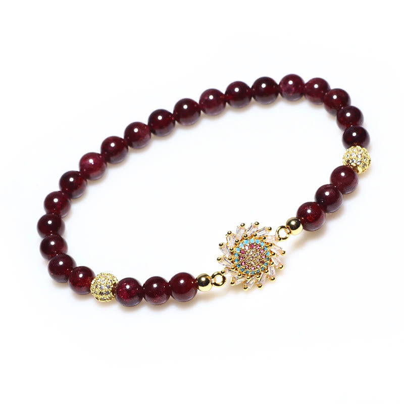 Nimara Ritual Natural Garnet Flower Zircon Bead Protection Bracelet