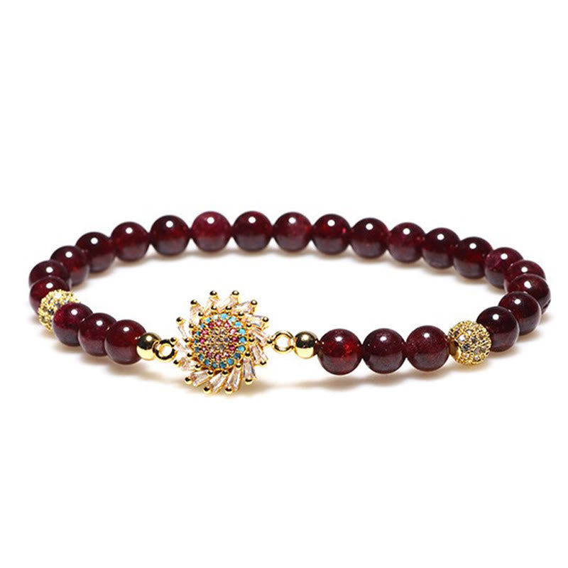 Nimara Ritual Natural Garnet Flower Zircon Bead Protection Bracelet