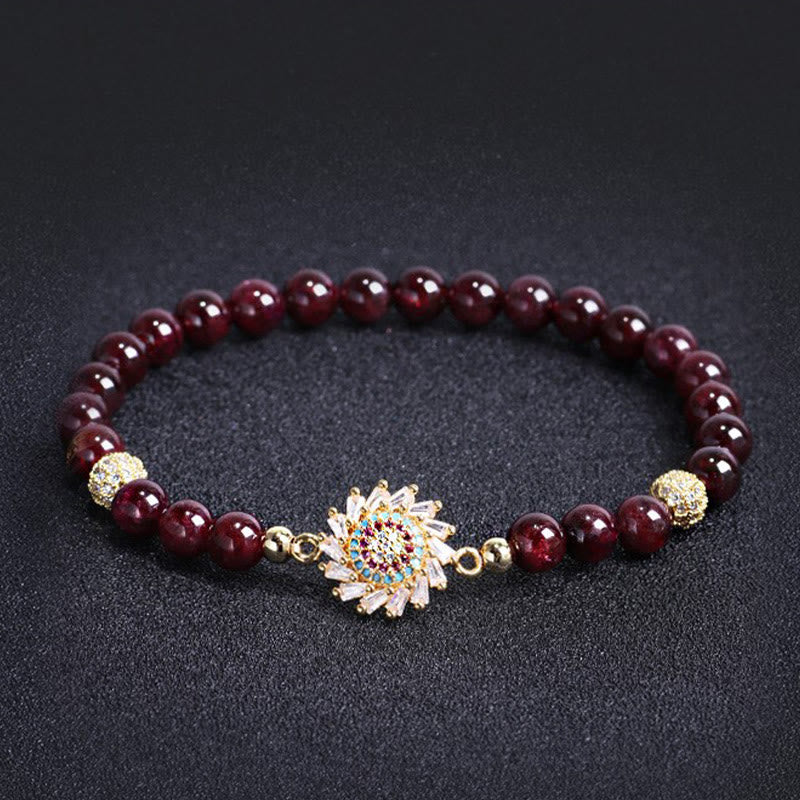 Nimara Ritual Natural Garnet Flower Zircon Bead Protection Bracelet