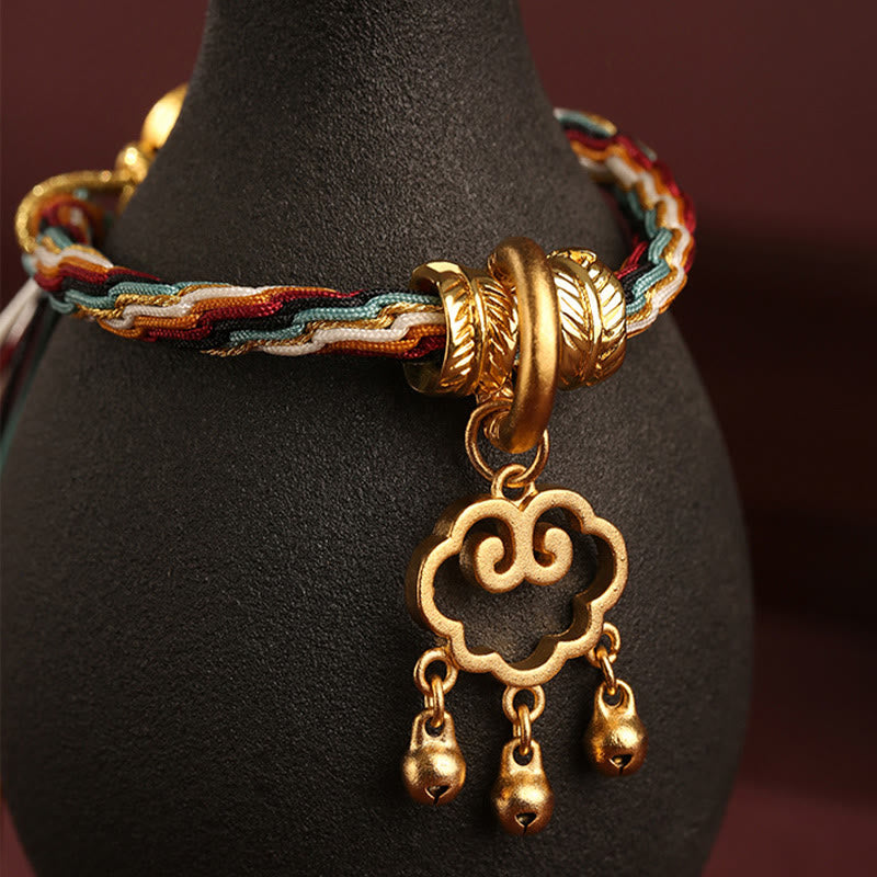 Nimara Ritual Handmade Dunhuang Color Deer Auspicious Cloud Peace Lock Bell Healing Reincarnation Knot Bracelet