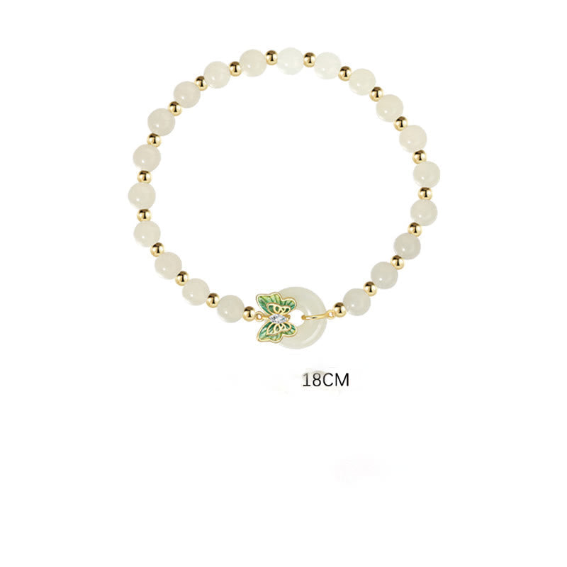 Nimara Ritual 925 Sterling Silver Natural Hetian Jade Peace Buckle Butterfly Zircon Luck Bracelet Necklace Pendant
