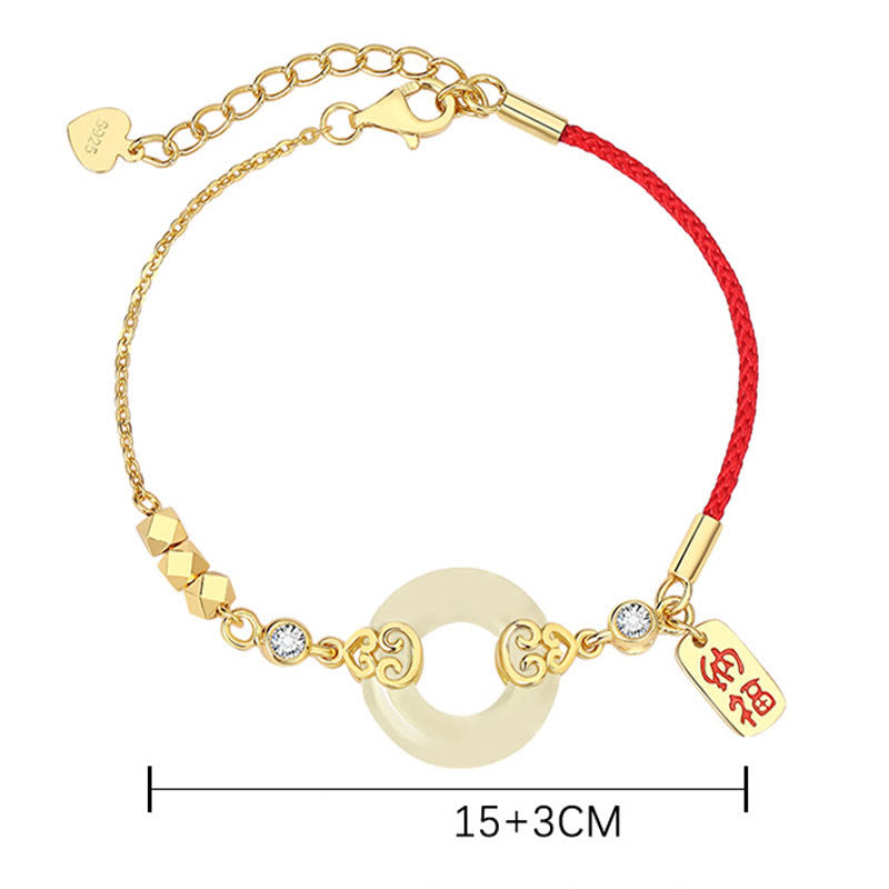 Nimara Ritual 925 Sterling Silver Natural Hetian Jade Gourd Peace Buckle Zircon Luck Bracelet Necklace Pendant Earrings