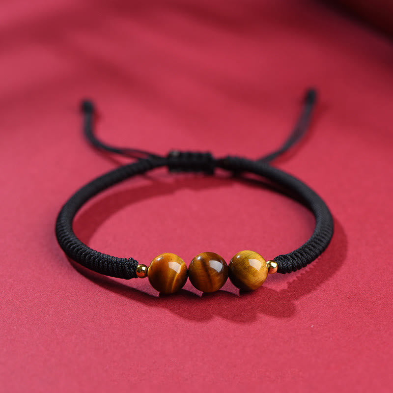 Nimara Ritual Handmade Tiger Eye Bead Luck Protection Rope Bracelet