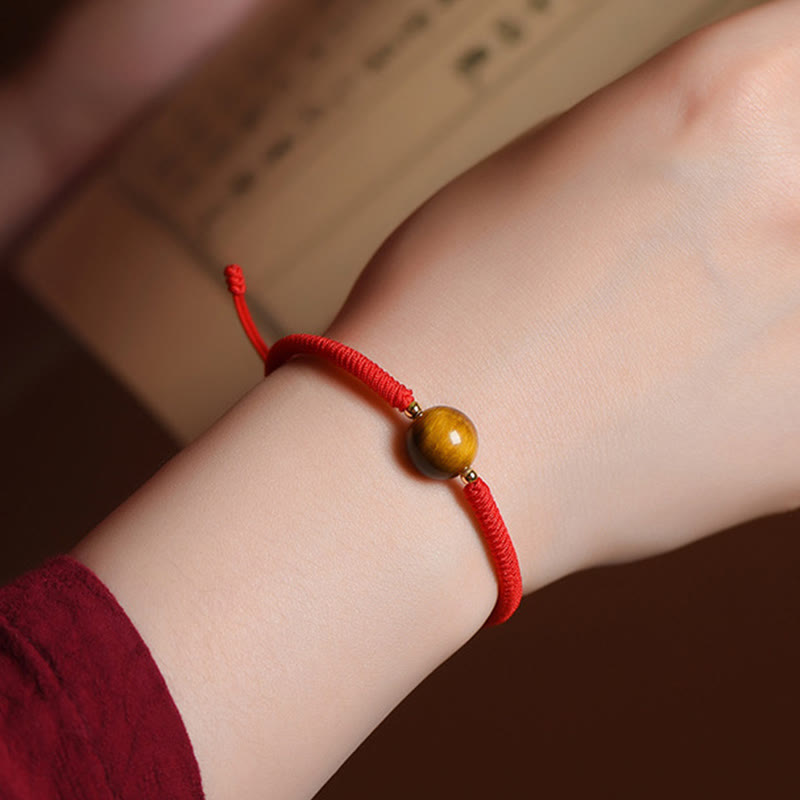 Nimara Ritual Handmade Tiger Eye Bead Luck Protection Rope Bracelet