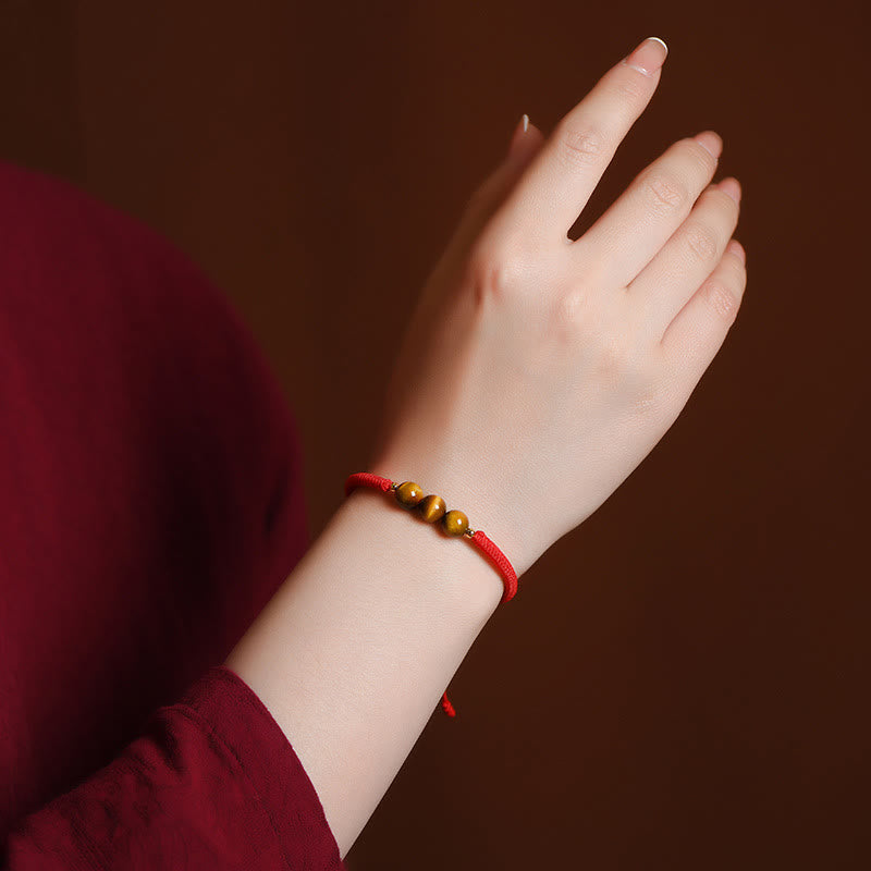 Nimara Ritual Handmade Tiger Eye Bead Luck Protection Rope Bracelet