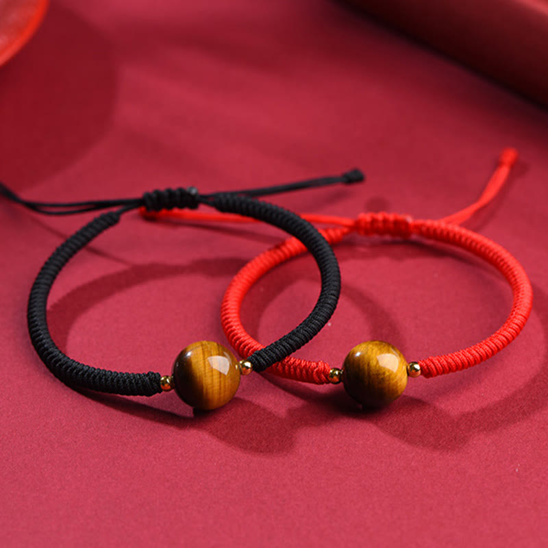 Nimara Ritual Handmade Tiger Eye Bead Luck Protection Rope Bracelet