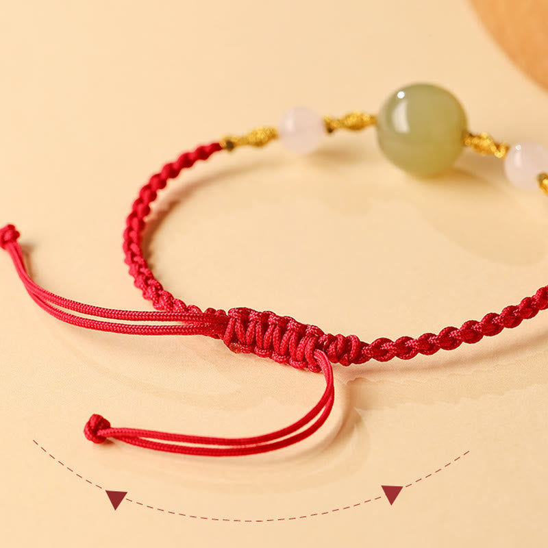 Nimara Ritual Hetian Jade Black Onyx Red Agate Bead Luck Braided Bracelet