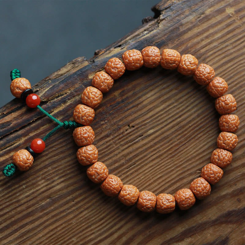 Nimara Ritual Tibetan Rudraksha Bodhi Seed Agate Wealth Bracelet