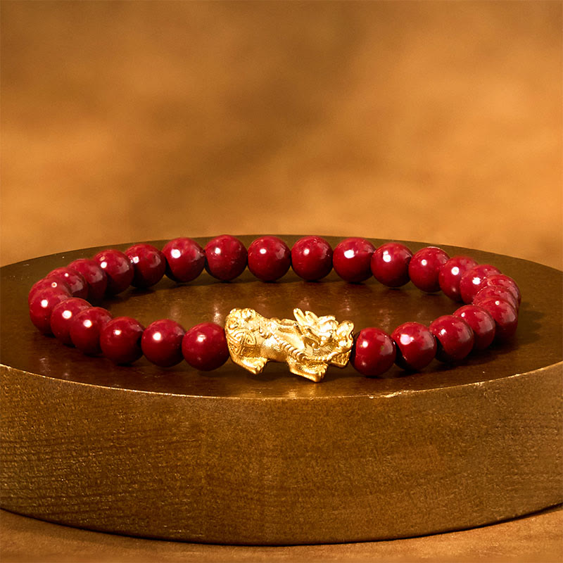 Nimara Ritual Natural Cinnabar Beads Pixiu Blessing Bracelet