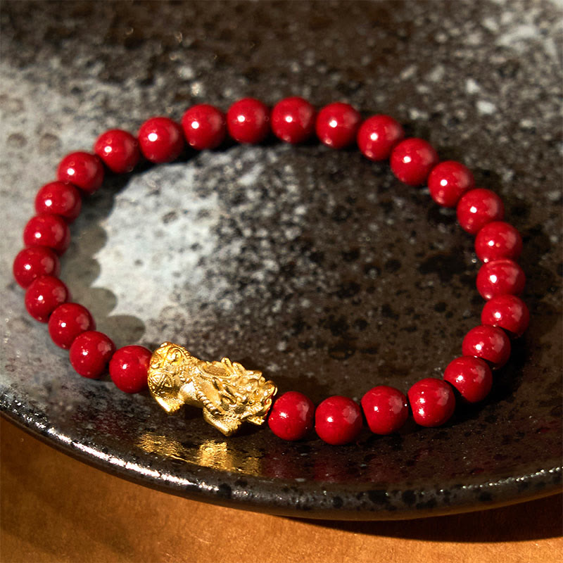 Nimara Ritual Natural Cinnabar Beads Pixiu Blessing Bracelet